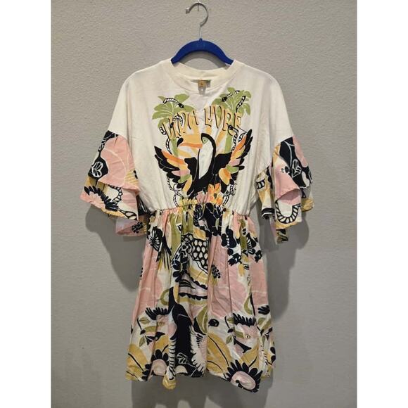 FARM Rio Women's Tropical Toucan Mini Dress Size L Multicolor Summer - Picture 1 of 9